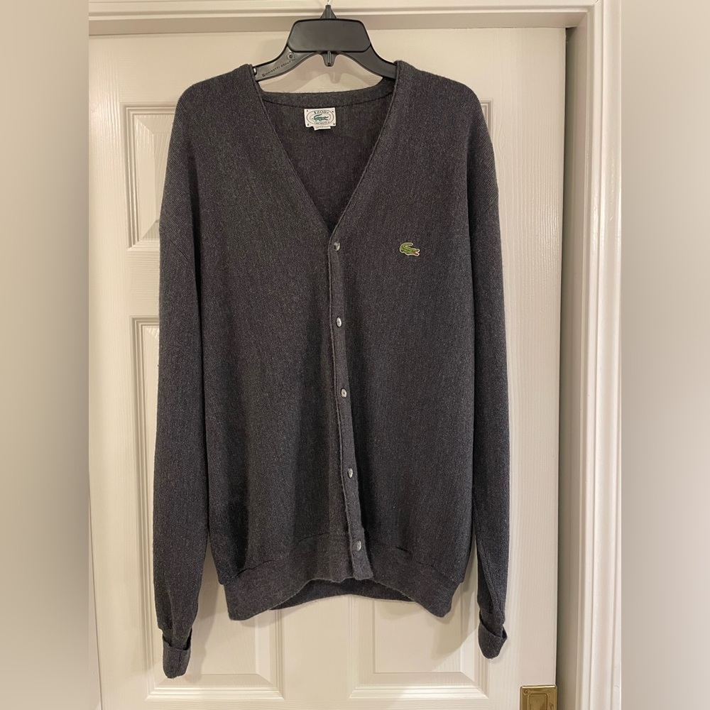 Izod Lacoste charcoal gray vintage cardigan xl